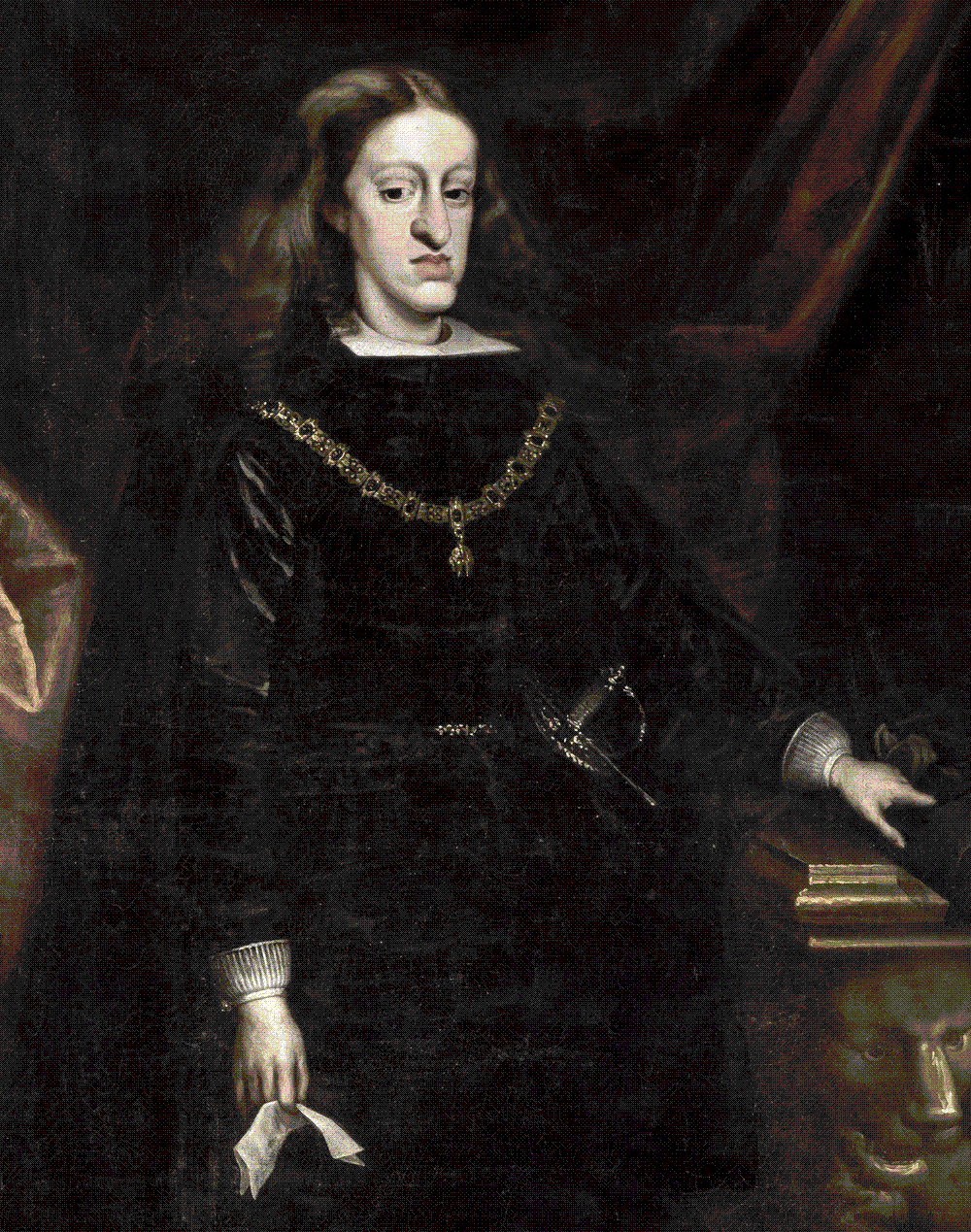 Juan Carreño de Miranda, portrait of King Charles II of Spain in black court dress with the collar of the Golden Fleece, c. 1685, Kunsthistorisches Museum Vienna