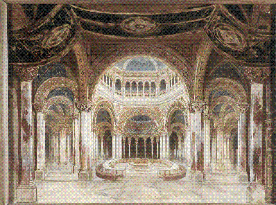 Paul von Joukowsky's 1882 stage design for the Grail Temple in the first Bayreuth production of Wagner's Parsifal