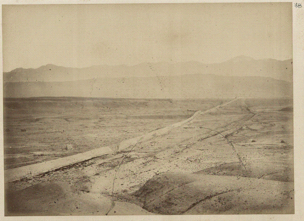 Nineteenth-century watercolour of the fortress and gate at Jiayuguan on the western terminus of the Great Wall of China.
