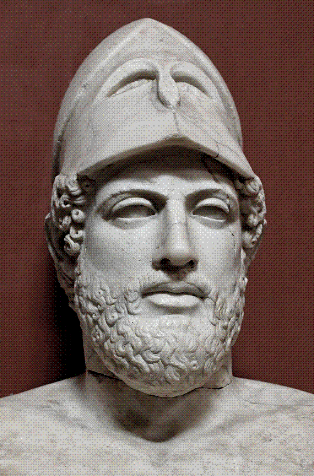 Marble bust of Pericles wearing a Corinthian helmet, Roman copy of a Greek original of c. 430 BC, Vatican Museums