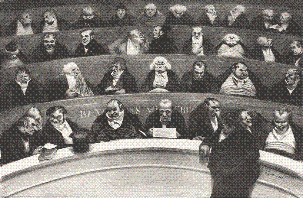 Honoré Daumier, 'Le ventre législatif' (The Legislative Belly), lithograph, 1834, showing the ministerial benches of the French Chamber of Deputies