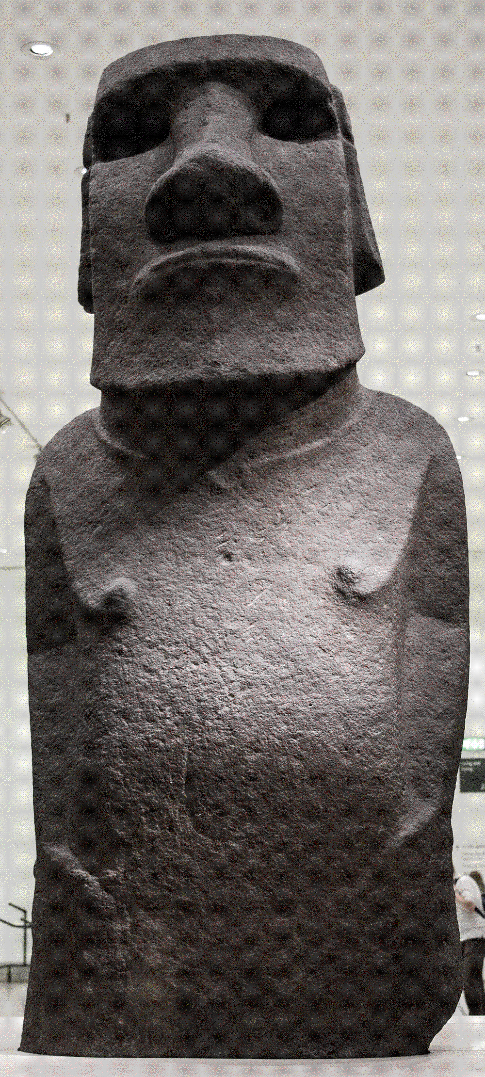 Hoa Hakananai'a, the basalt moai from Easter Island, on display in the British Museum
