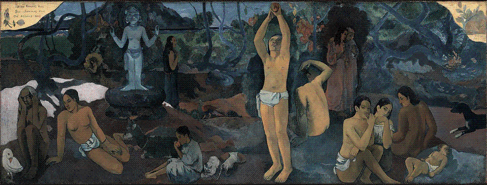 Paul Gauguin's painting Where Do We Come From? What Are We? Where Are We Going?, a wide frieze of figures in a Tahitian landscape