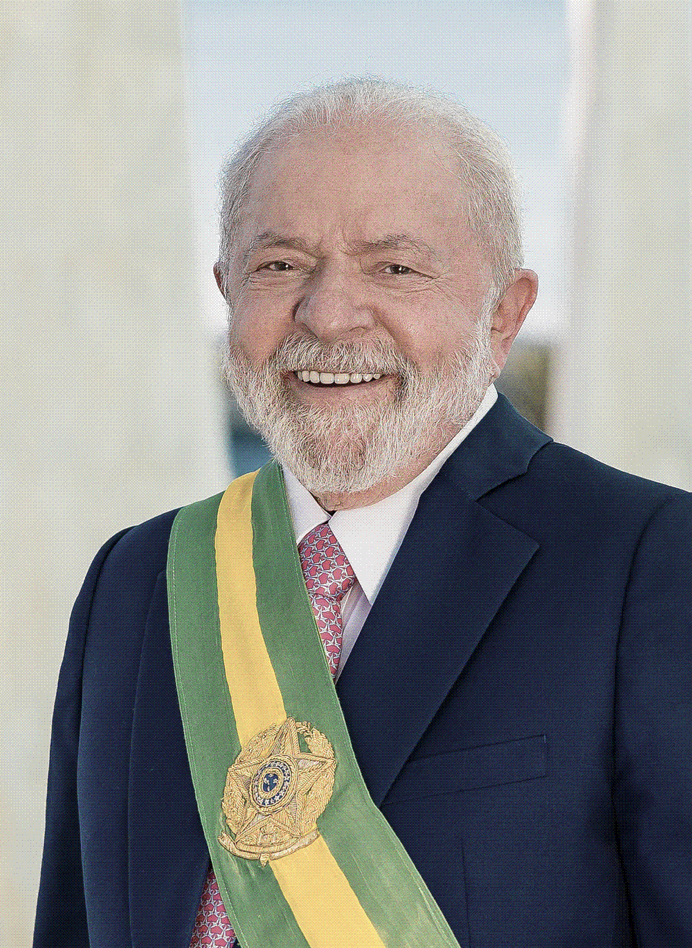 Official 2023 presidential portrait of Brazil's President Luiz Inácio Lula da Silva, wearing a dark suit and the presidential sash.