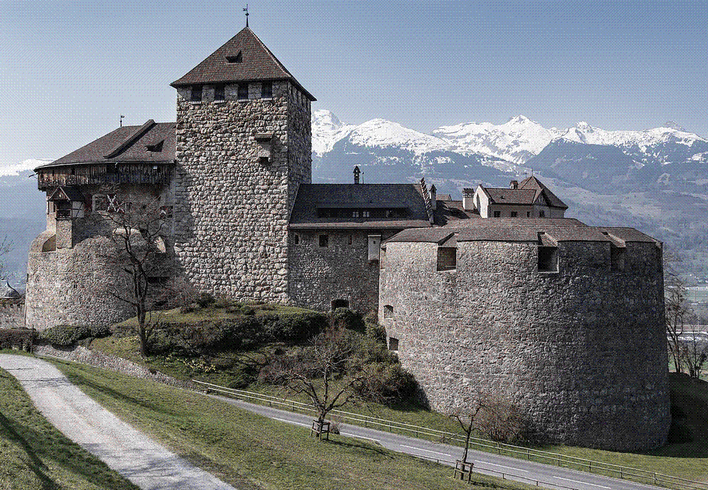 Vaduz Castle above the capital of Liechtenstein, the Alpine financial principality.