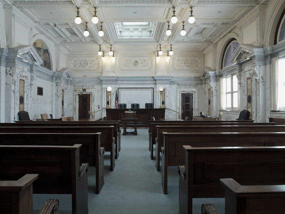 A courtroom in the James R. Browning US Court of Appeals Building in San Francisco, seat of the Ninth Circuit.